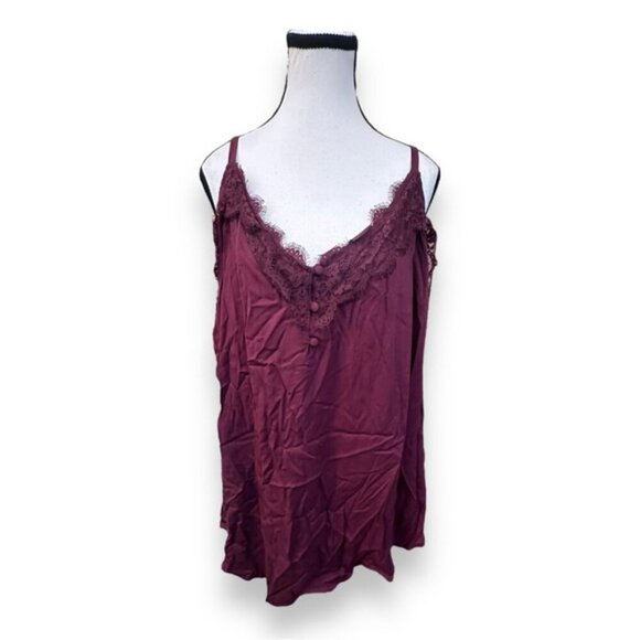 🆕 NWT torrid 4 Red Brown Ava Stretch Challis Lace Trim Cami 26 28 4XL XXXXL - Picture 2 of 12